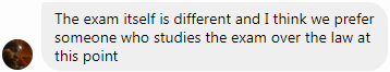 studies the exam over the law
