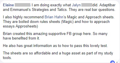 "I also highly recommend [Magicsheets and Approsheets]. They are boiled down rules sheets and how to approach essays"