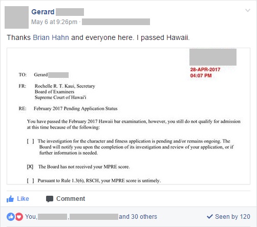 Gerard passes Hawaii bar exam