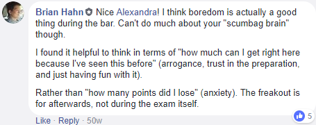 mentality during the bar exam vs. anxiety