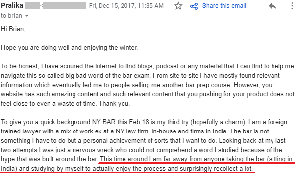 Foreign lawyer/attorney enjoying the process of bar exam prep