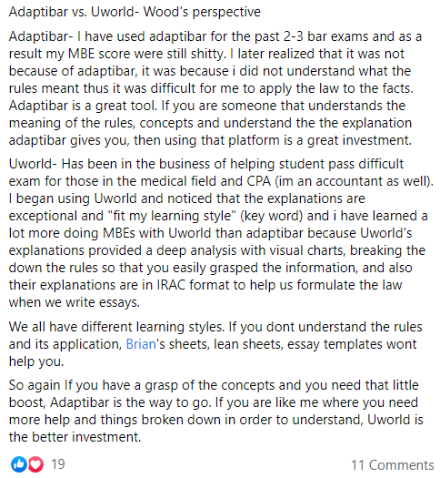 Adaptibar vs. Uworld user perspective