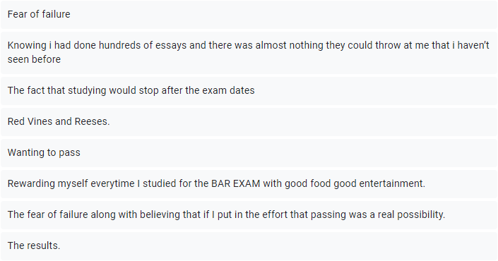 What motivated bar exam takers 1