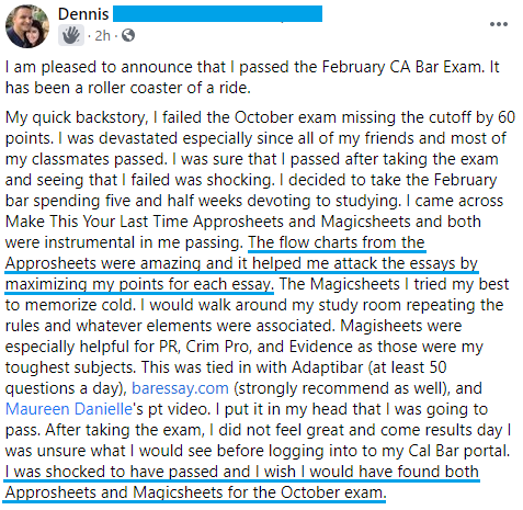 bar exam essay attack sheets