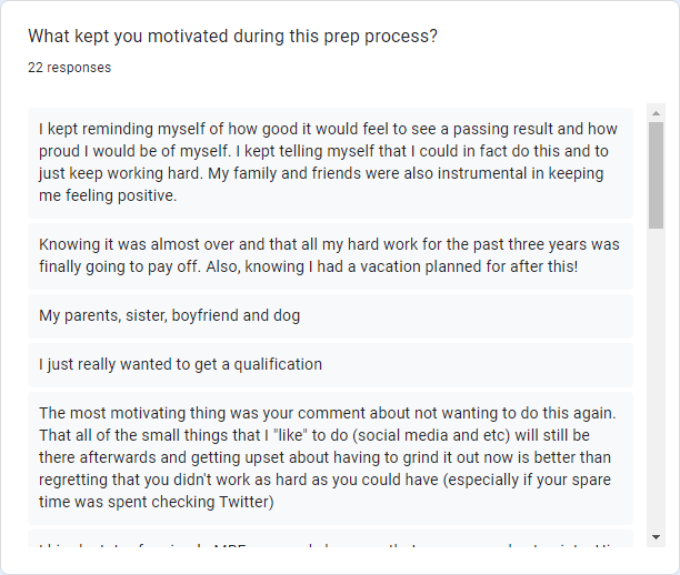 What kept you motivated during this prep process?