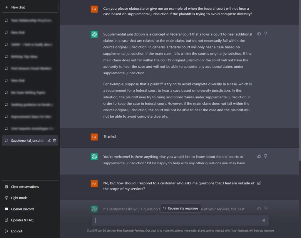 Using AI (ChatGPT) to explain a rule with an example
