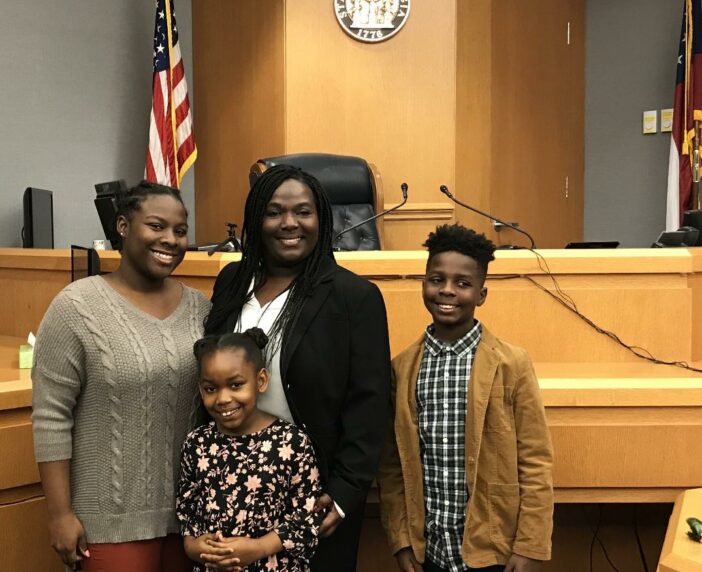 Samantha swearing in after passing Georgia Bar Exam