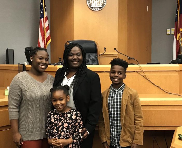 Samantha swearing in after passing Georgia Bar Exam